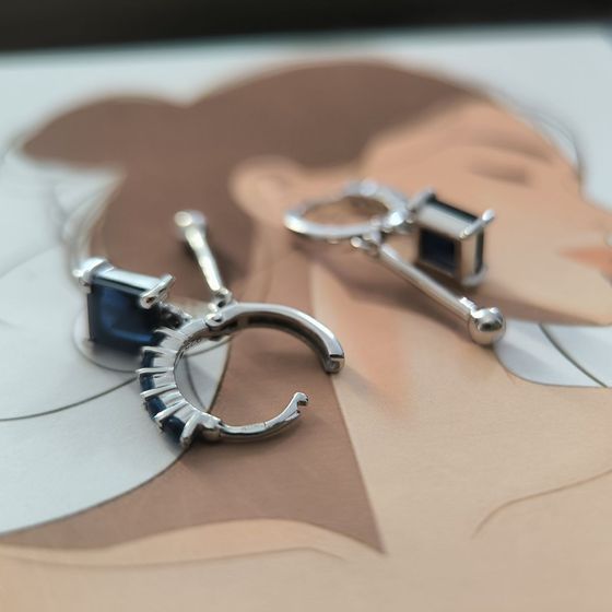 Silver earrings with sapphire nano 2.35ct
