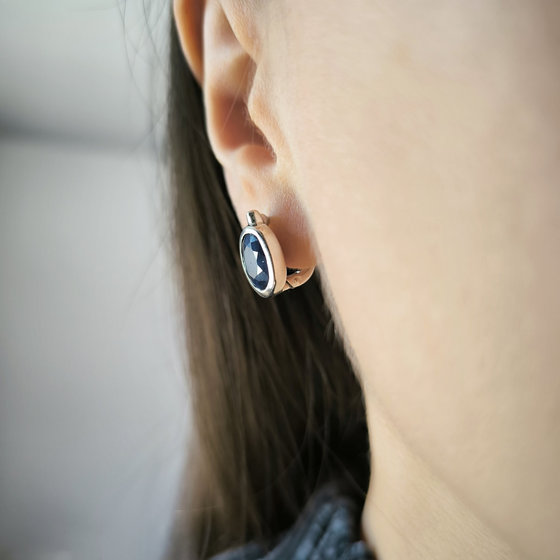 Серебряные серьги с сапфиром 6.438ct