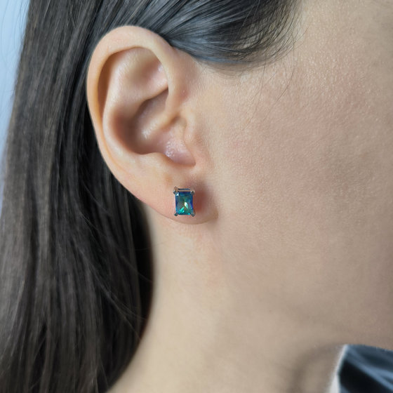 Silver earrings with mystic topaz 1.292ct