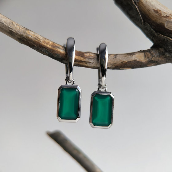 Серебряные серьги с агатом 3.535ct