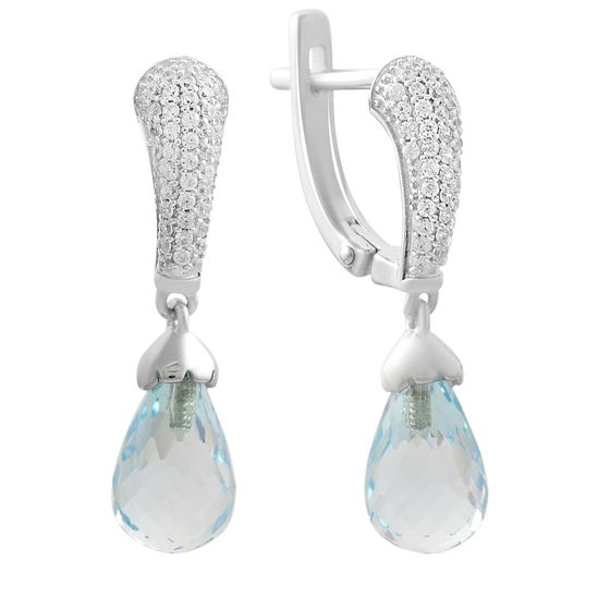 Silver earrings with a 9.483 ct topaz and cubic zirconia