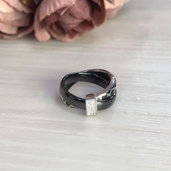 Серебряное кольцо с , емаллю, керамикой