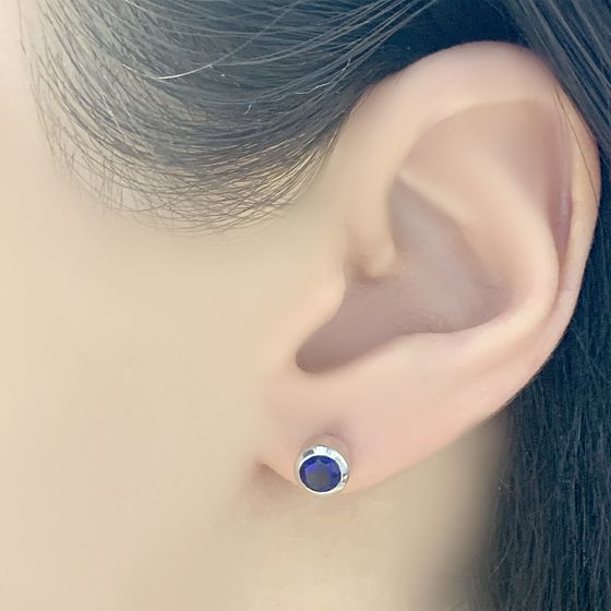 Silver Earrings with a 0.75 ct Nano Sapphire
