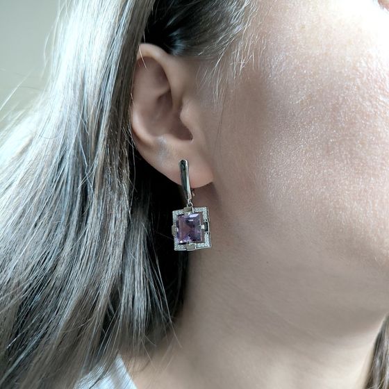 Срібні сережки з аметистом 9.4ct