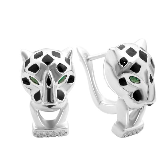 Silver earrings with phianites, semallu