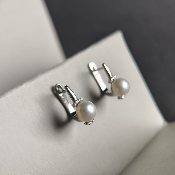 Серебряные серьги с жемчугом