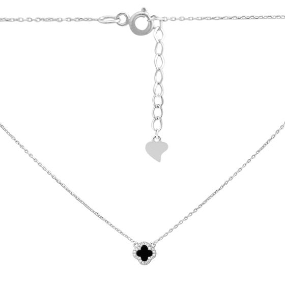 Sterling silver necklace with onyx, fianites