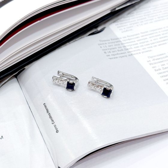 Срібні сережки з сапфіром 1.608ct