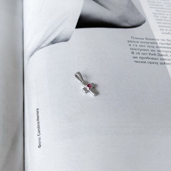 Срібний хрестик з рубіном 0.055ct