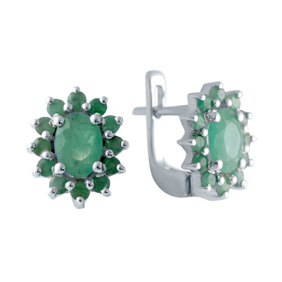 Silver earrings with emerald 2.608ct