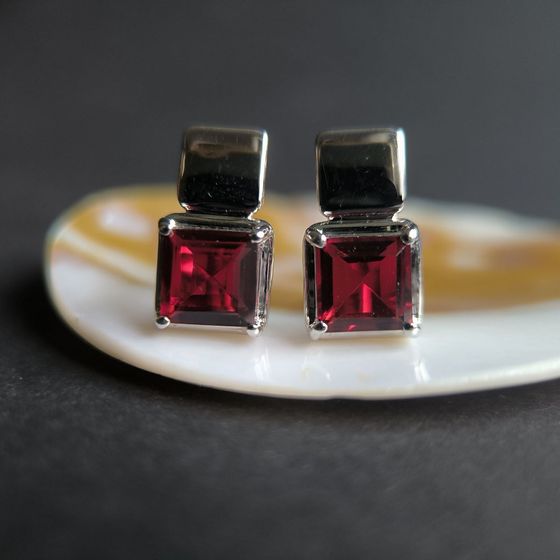 Срібні сережки з гранатом nano 4.117ct