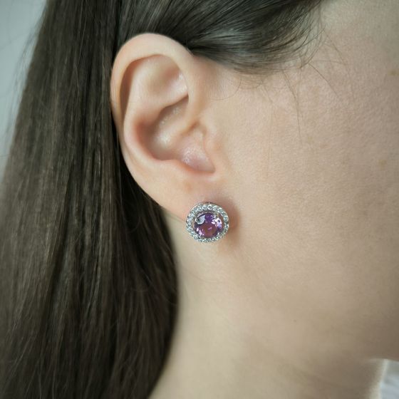 Срібні сережки з аметистом 4.166ct