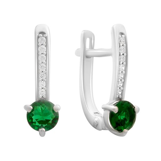Серебряные серьги с изумрудом nano 0.961ct