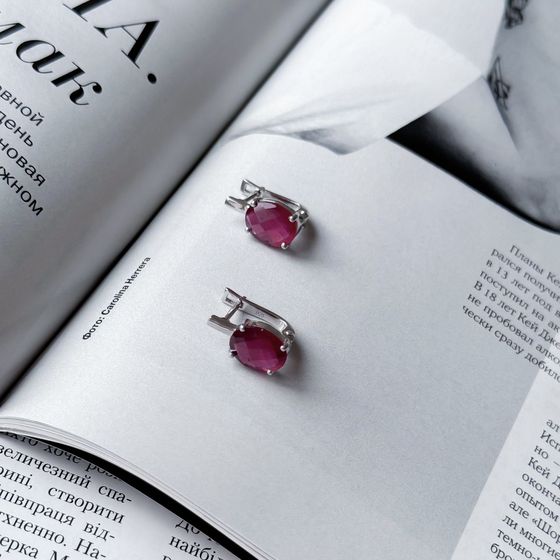 Серебряные серьги с рубином 6.458ct