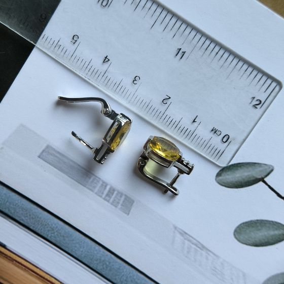 Серебряные серьги с цитрином nano 5.42ct, фианитами