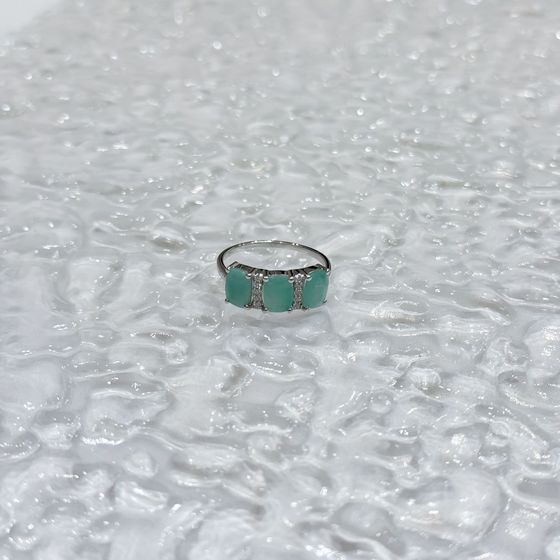 Silver ring with emerald, fianites
