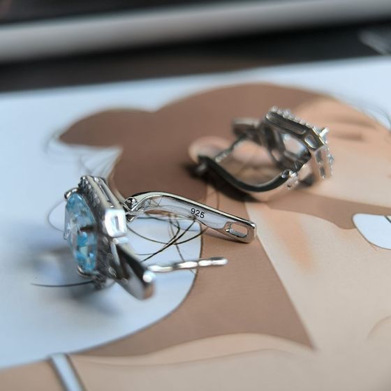 Серебряные серьги с топазом 6.572ct