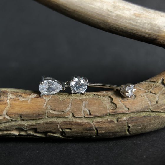 Серебряный пирсинг с фианитами