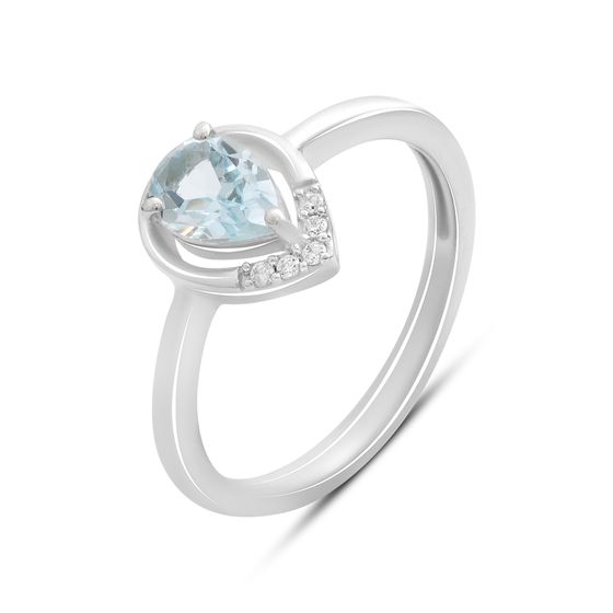 Silver ring with a 0.893-carat topaz and cubic zirconia