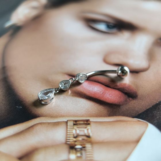 Серебряный пирсинг с фианитами