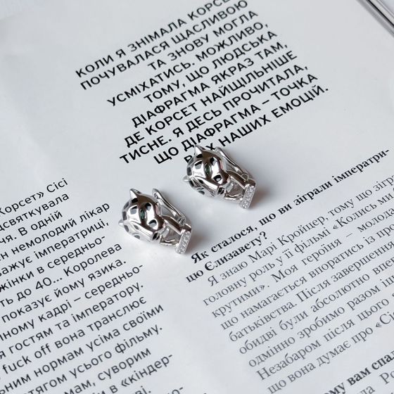 Silver earrings with phianites, semallu