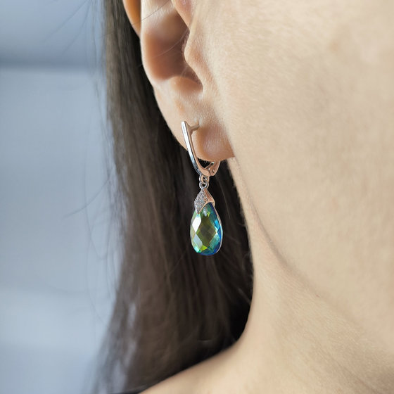 Серебряные серьги с мистик топазом 6.67ct