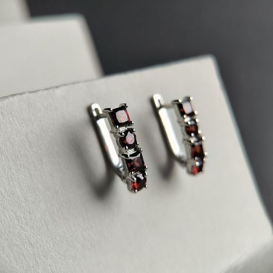 Серебряные серьги с гранатом 2.863ct