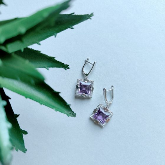 Срібні сережки з аметистом 9.4ct