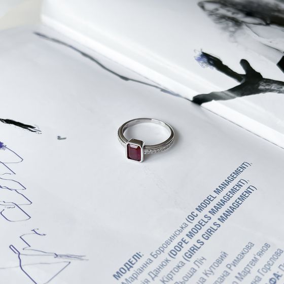 Silver ring with a 1.615-carat ruby