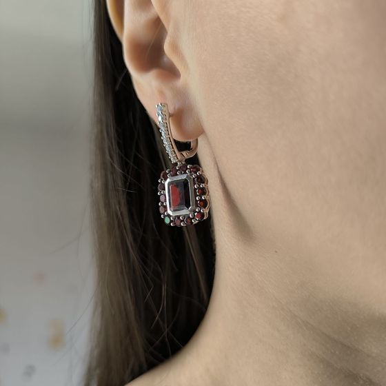 Срібні сережки з гранатом 10.49ct