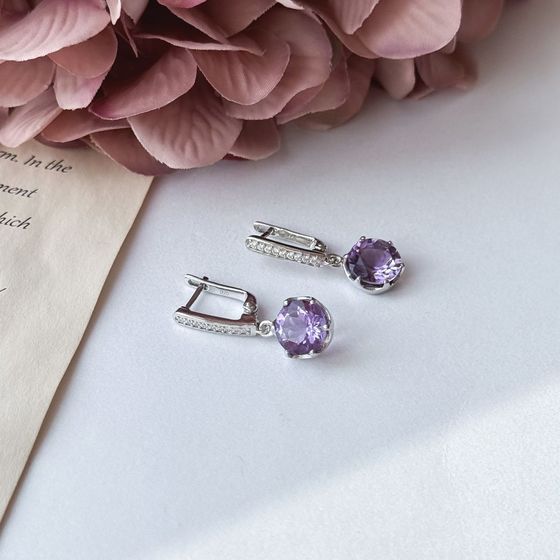 Серебряные серьги с аметистом 5.279ct