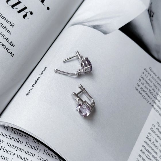 Серебряные серьги с аметистом 3.307ct