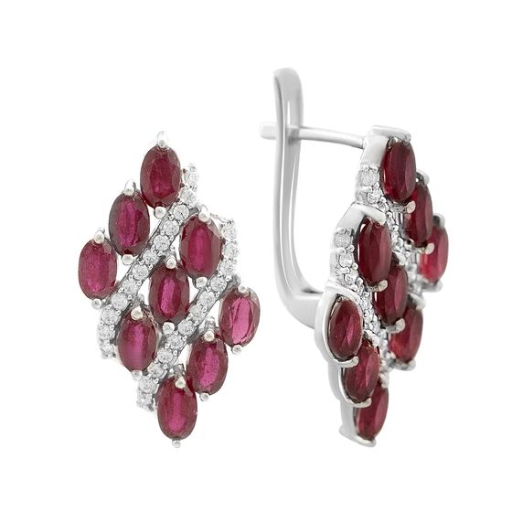 Silver earrings with ruby 7.101ct