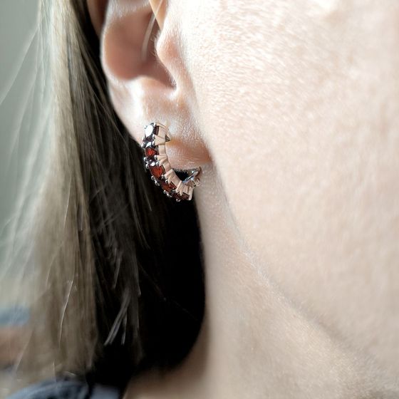 Серебряные серьги с гранатом 3.2ct