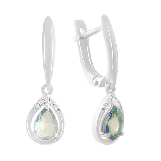Silver Earrings with a 1.06-carat Mystic Topaz