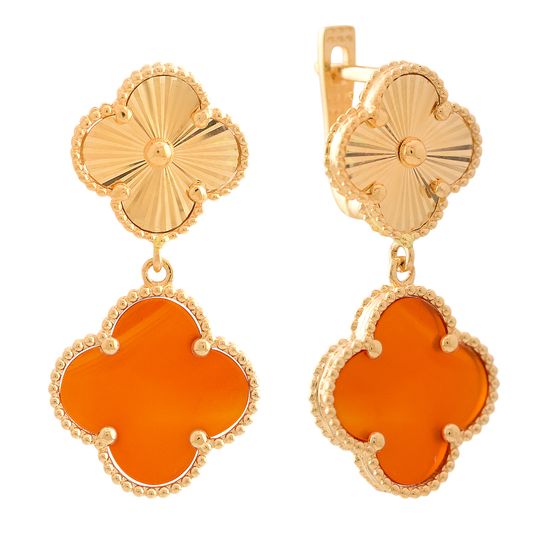 Gold earrings with agate