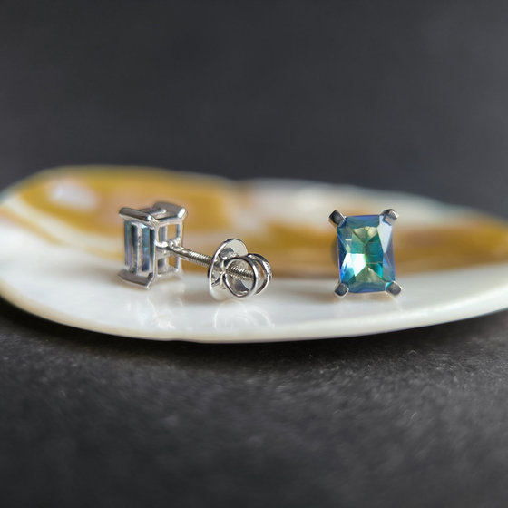Silver earrings with mystic topaz 1.292ct