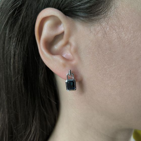 Срібні сережки із сапфіром nano 2.917ct