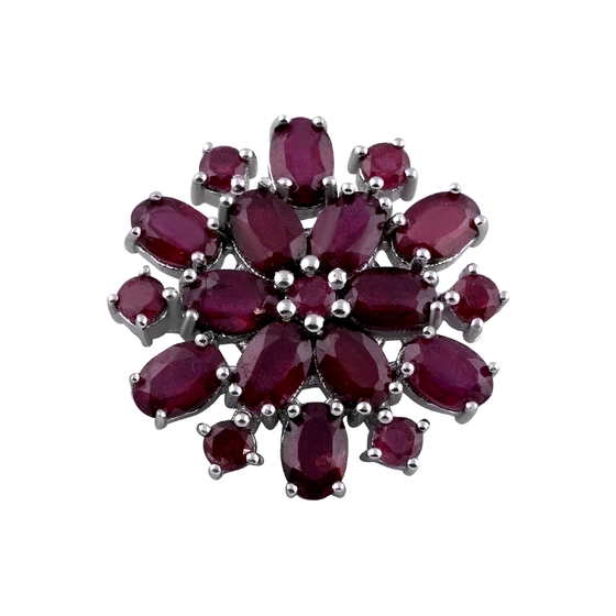 Серебряная брошка с рубином 9.288ct