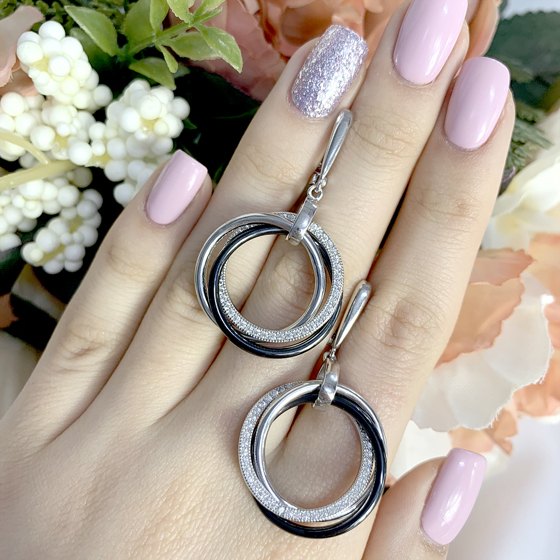 Silver earrings with ceramics