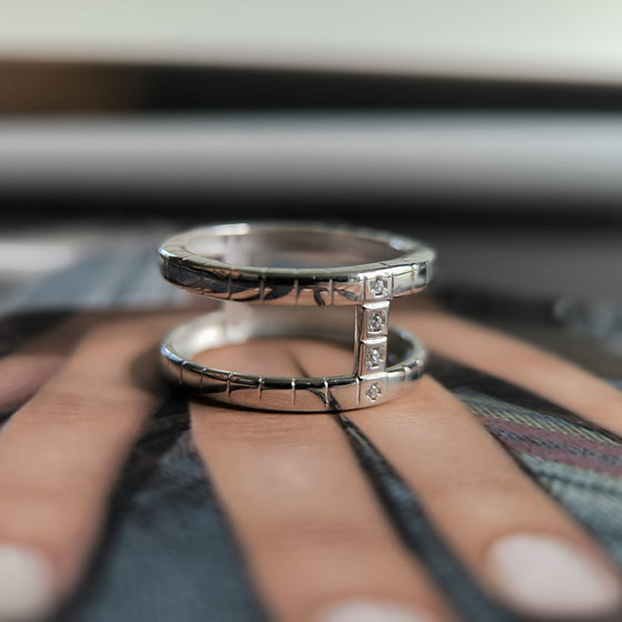 Silver ring with cubic zirconia