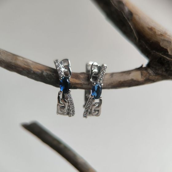 Silver earrings with sapphire nano 0.638ct