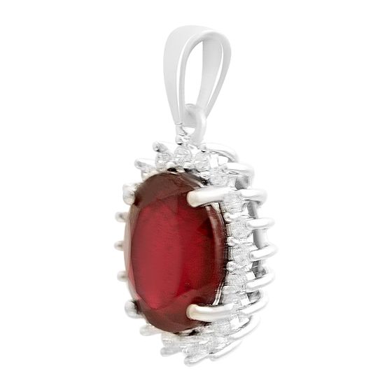 Silver pendant with a 3.92ct ruby and cubic zirconia