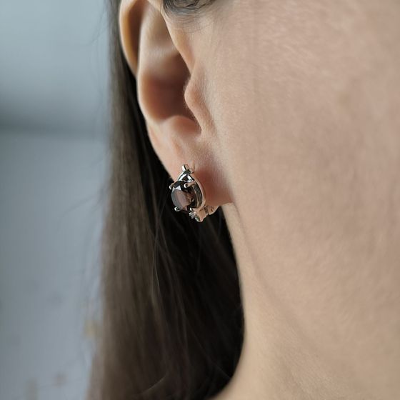 Серебряные серьги с раухтопазом (дымчатым кварцем) 3.6ct