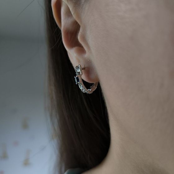 Silver earrings with sapphire nano 0.638ct