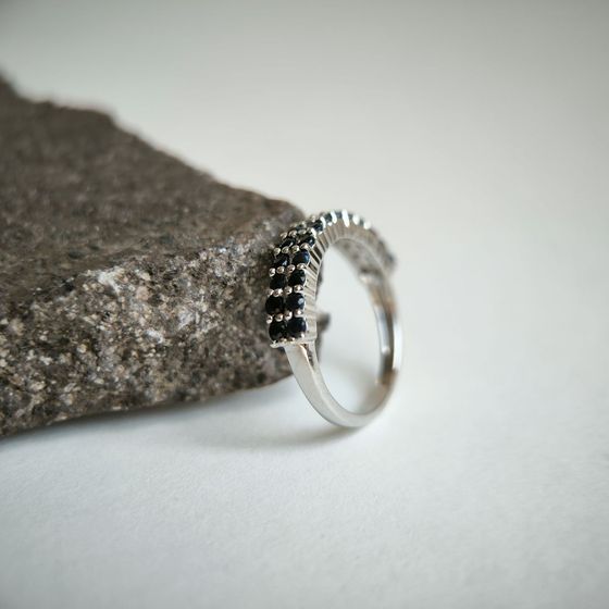 Silver ring with a sapphire