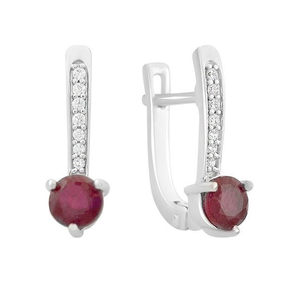 Sterling silver earrings with 1.476ct ruby, fianites