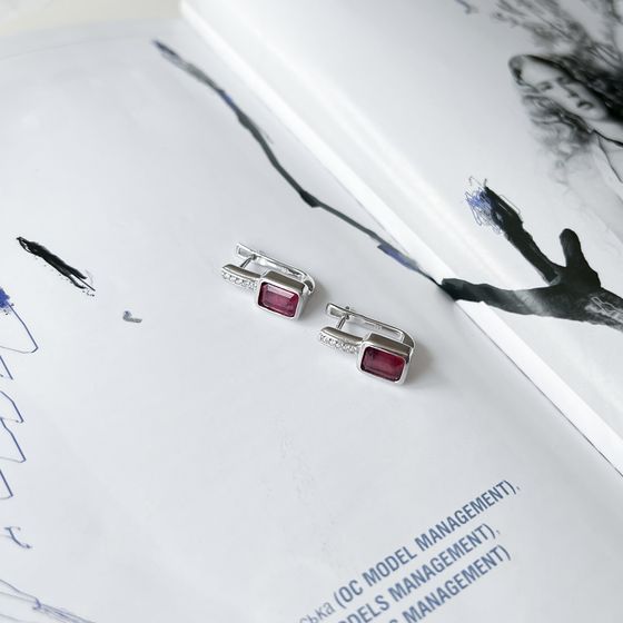 Silver earrings with ruby 3.098ct