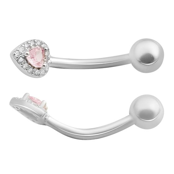 Silver piercing with cubic zirconia