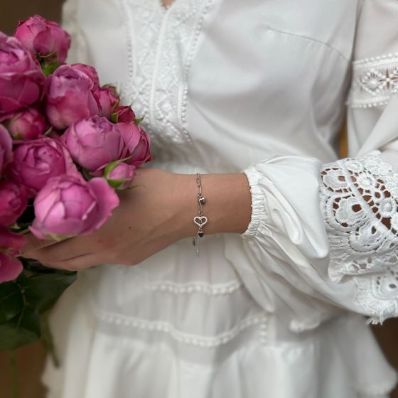 Серебряный браслет с фианитами